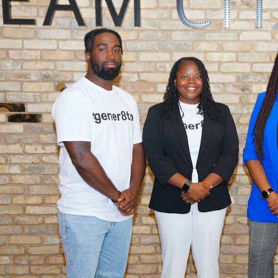 Tiffanie Stanard, (second from right), CEO and Founder of Stimulus, at the Northwestern Mutual headquarters in Milwaukee during the accelerator event with the Northwestern Mutual and gener8tor teams.